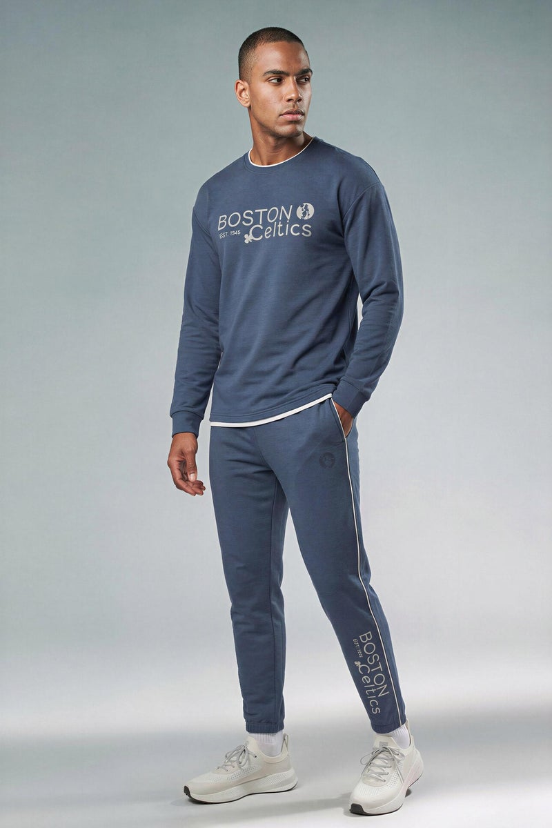 DeFacto Blue Man NBA Boston Celtics Standard Fit Scuba Fabric Jogger Pants Casual - Image 1